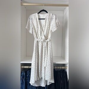 Sienna Sky White High Low Dress with Black Dots